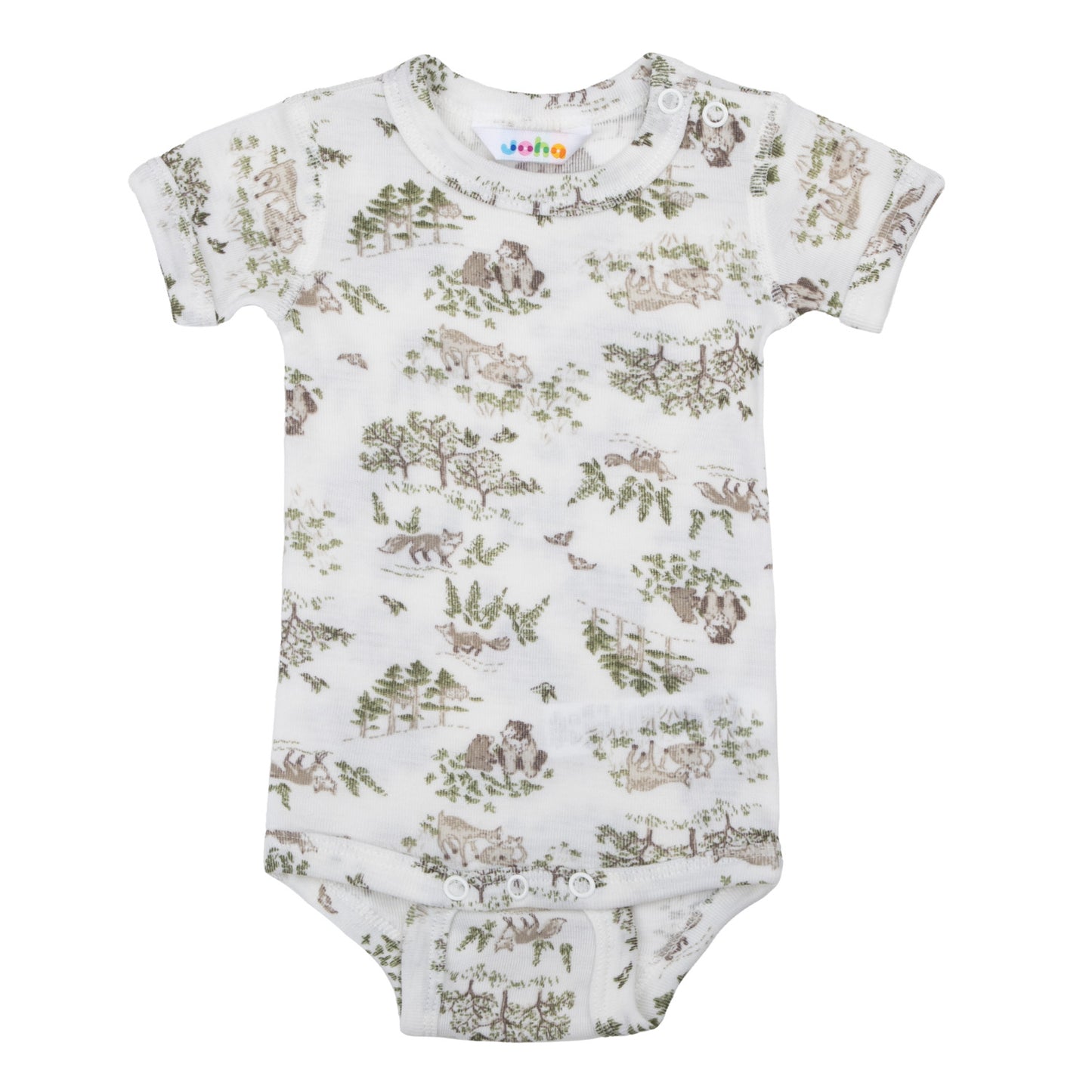 Wolzijde romper Joha - korte mouw - bosdieren
