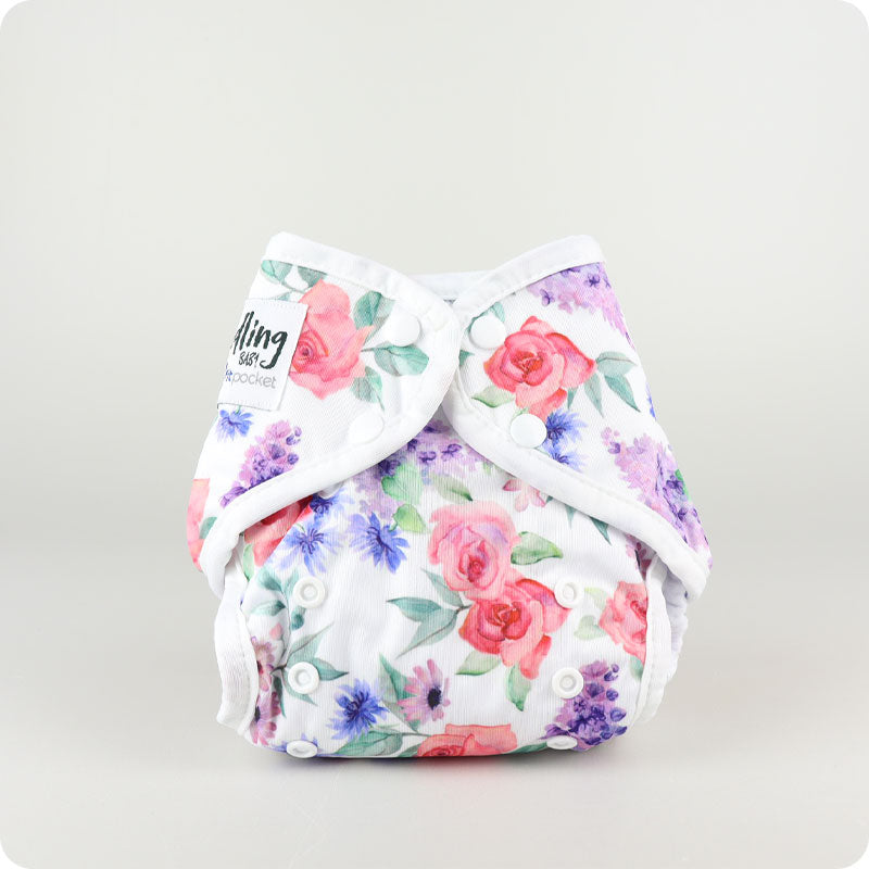 Wasbare pocketluier - Mumma’s Garden White