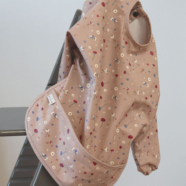 Slab met lange mouw - Roze met bloemen en vogels