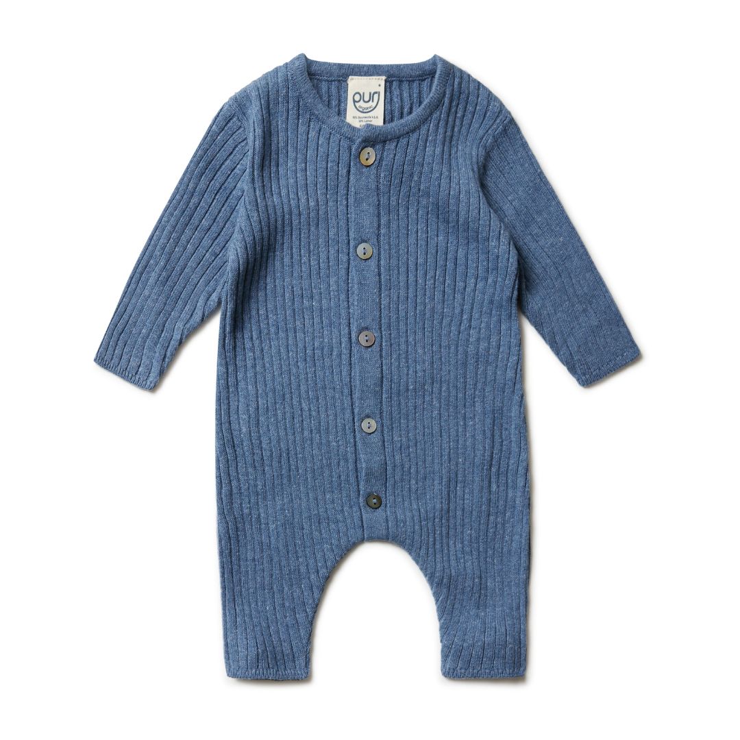 Boxpakje rib - katoen/linnen - marine blauw