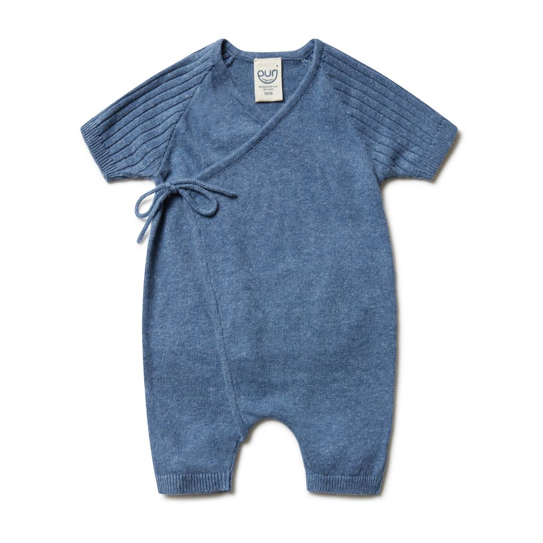 Jumpsuit kort - katoen/linnen - marine blauw