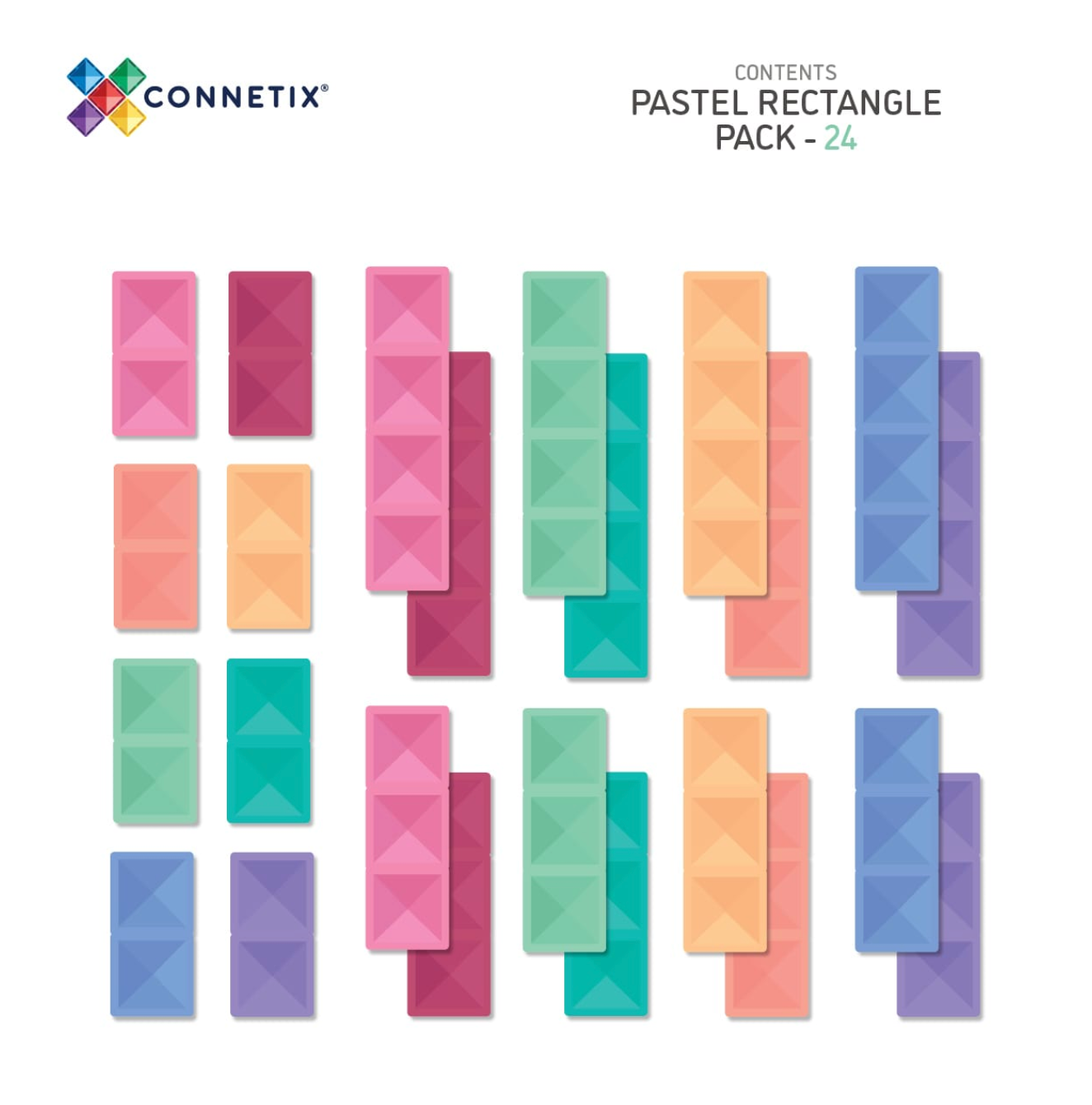 Rectangle pack - pastel - 24 stuks