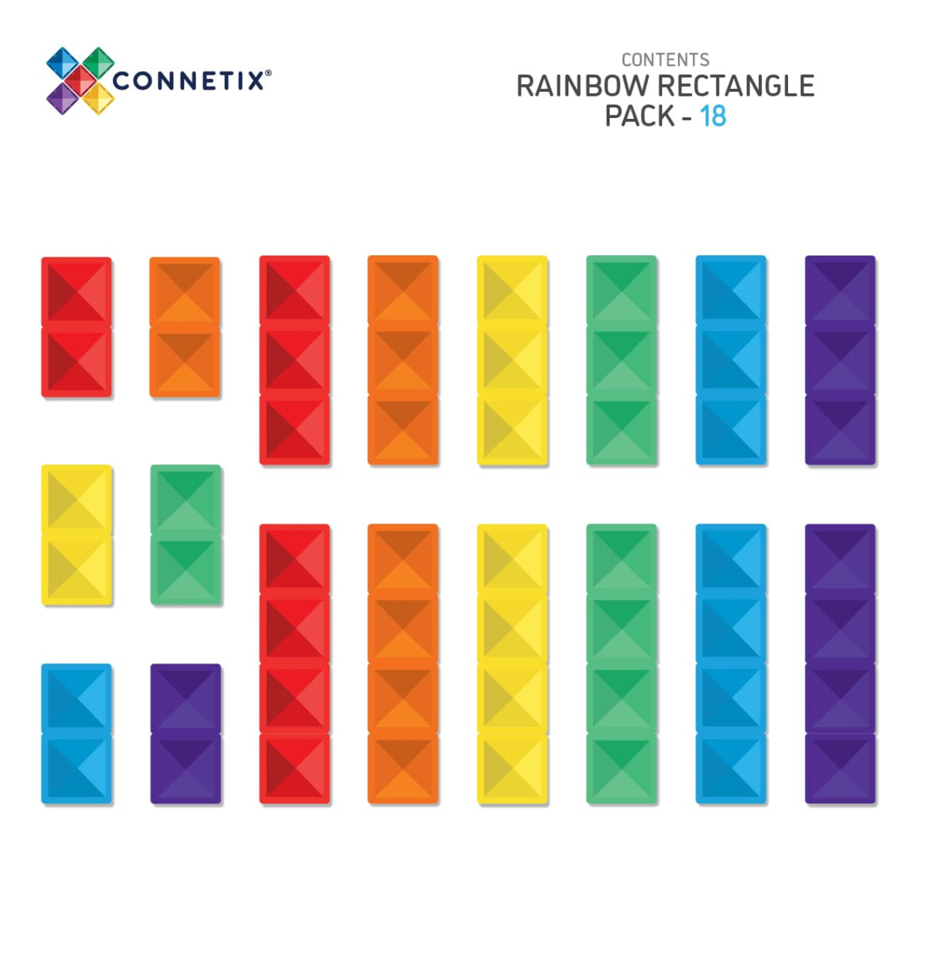 Rectangle pack - regenboog - 18 stuks