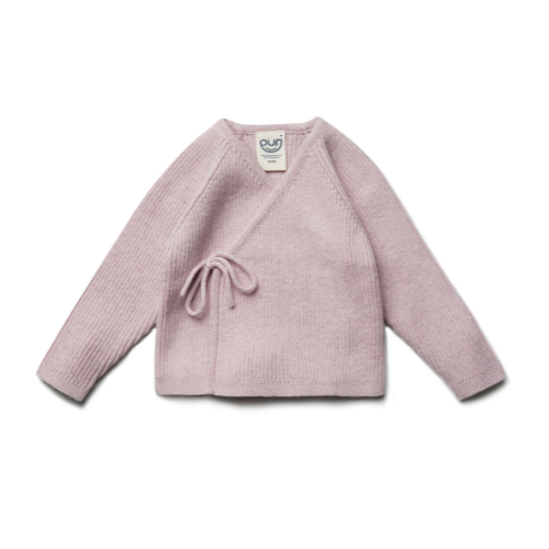 Overslag vestje gebreid rib - katoen/wol - roze