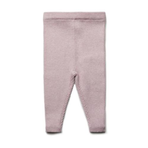 Legging rib - katoen/wol - roze