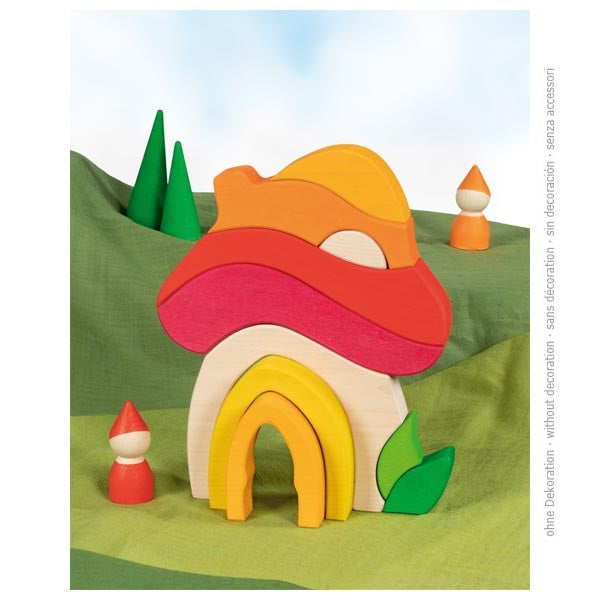 Houten dwergen huisje - Paddestoel