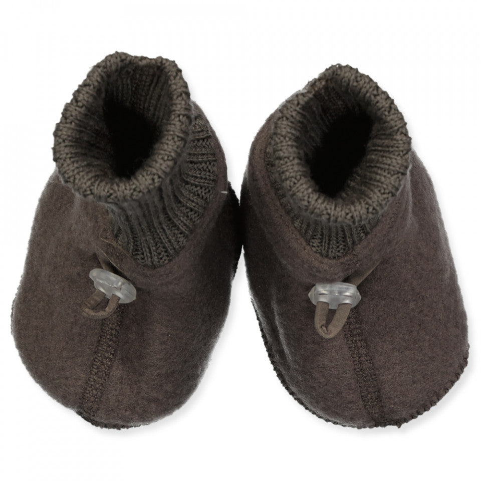 Slofjes wol fleece donkerbruin