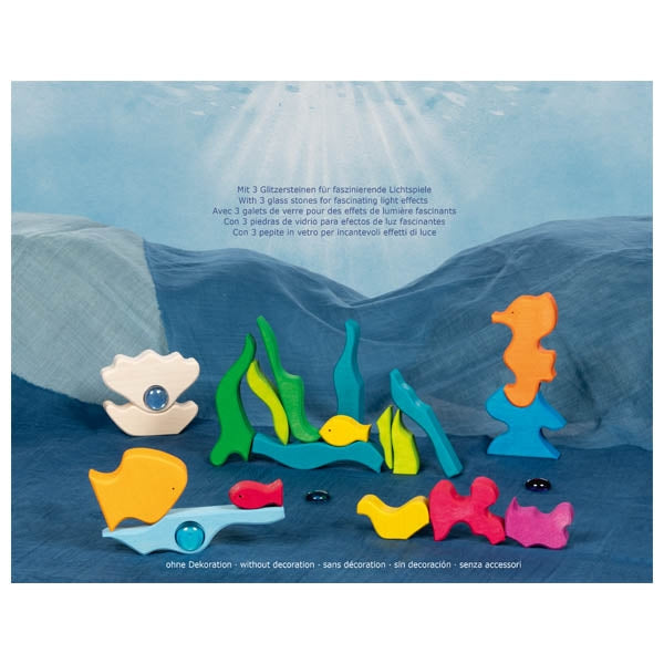 Landschap puzzel bouwblokken onder de zee