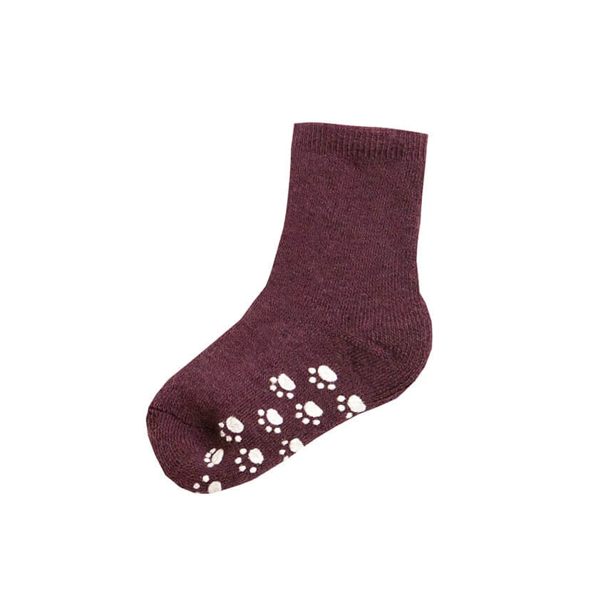 Sokken wol antislip bordeaux