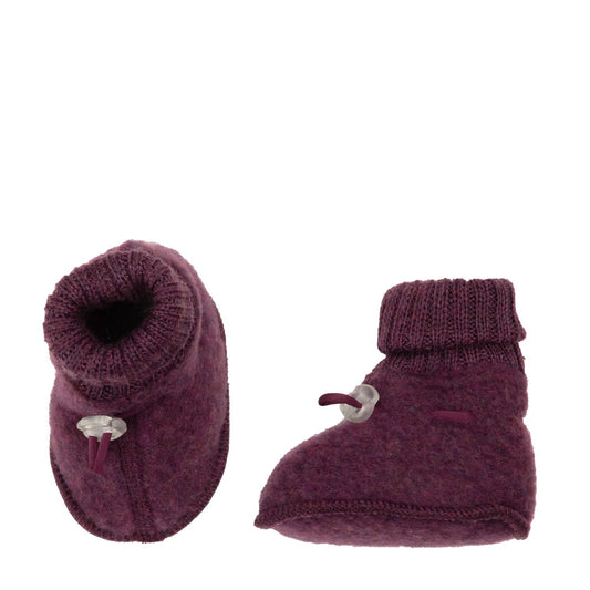 Slofjes wol fleece - Plum