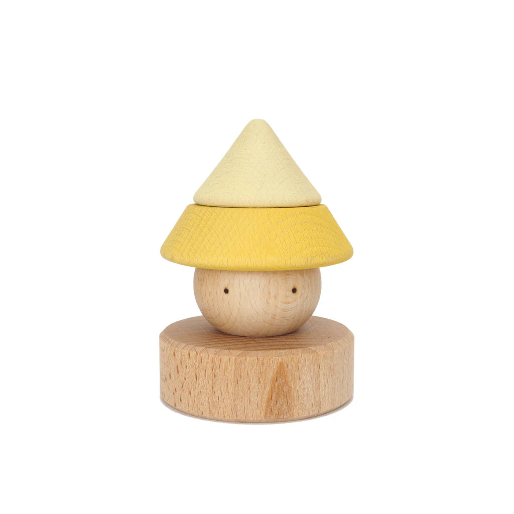 Houten Stapel Hoedjes – Geel
