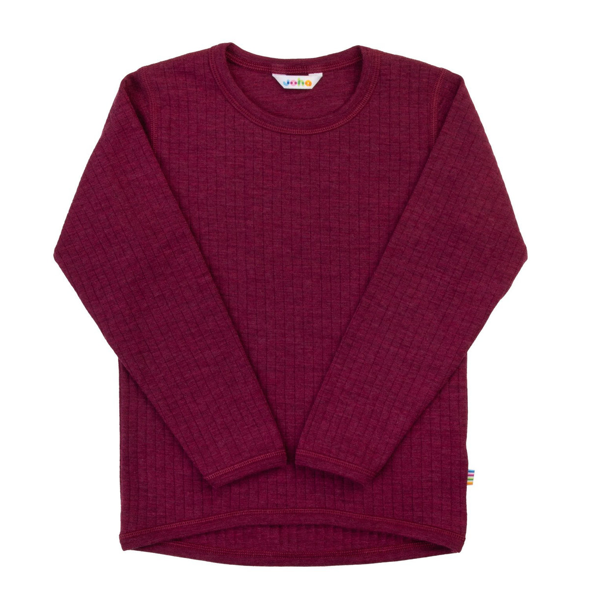 Joha merinowol shirt met lange mouwen in wine melange, volledige voorkant op witte achtergrond