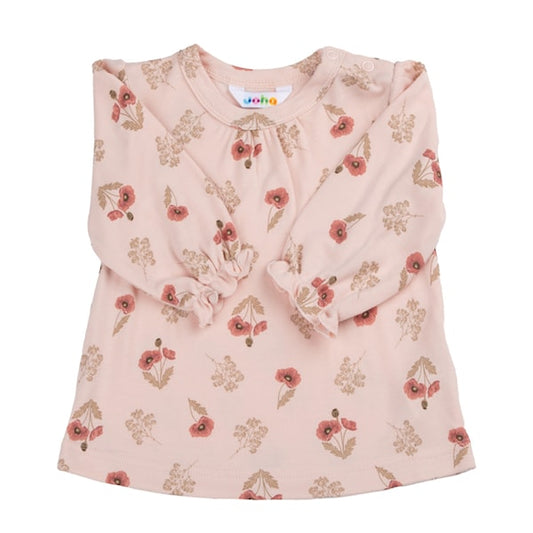Joha blouse met detail mouwen | roze met klaprozen | bamboe