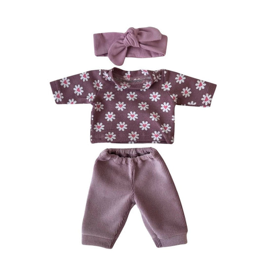 Gordi Poppenkleding - roze setje bloemen