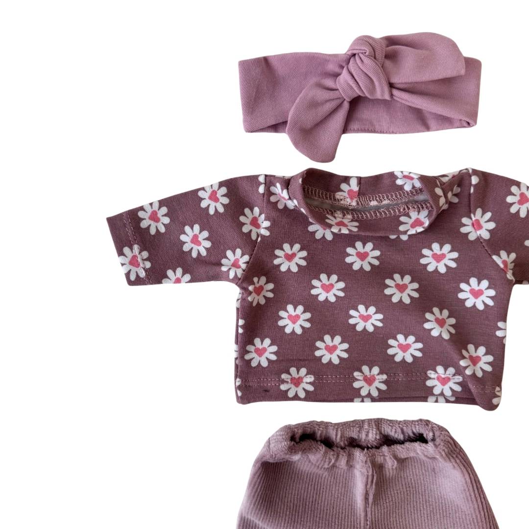 Gordi Poppenkleding - roze setje bloemen