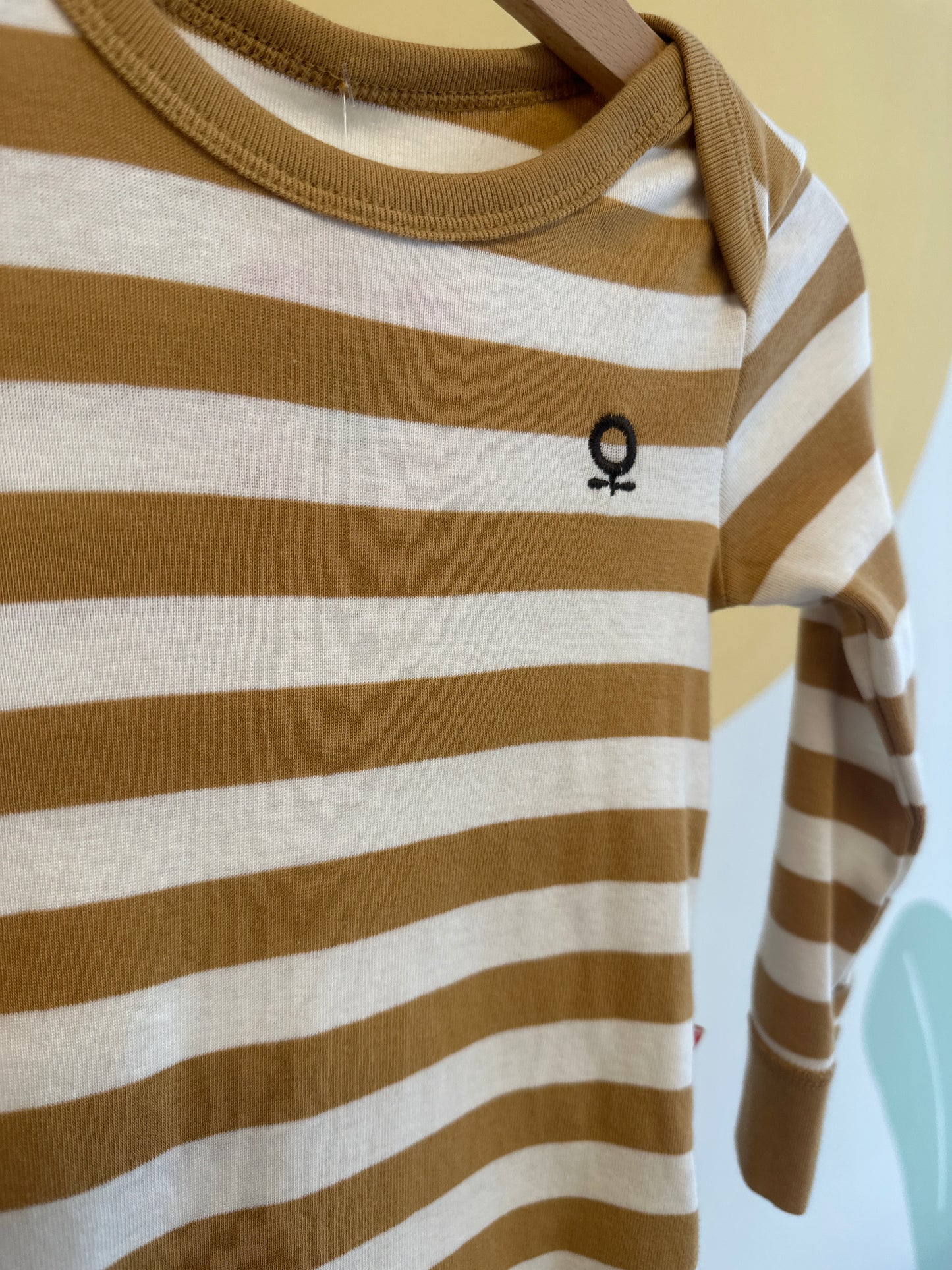 Katvig romper gele streep | lange mouw | biologisch katoen