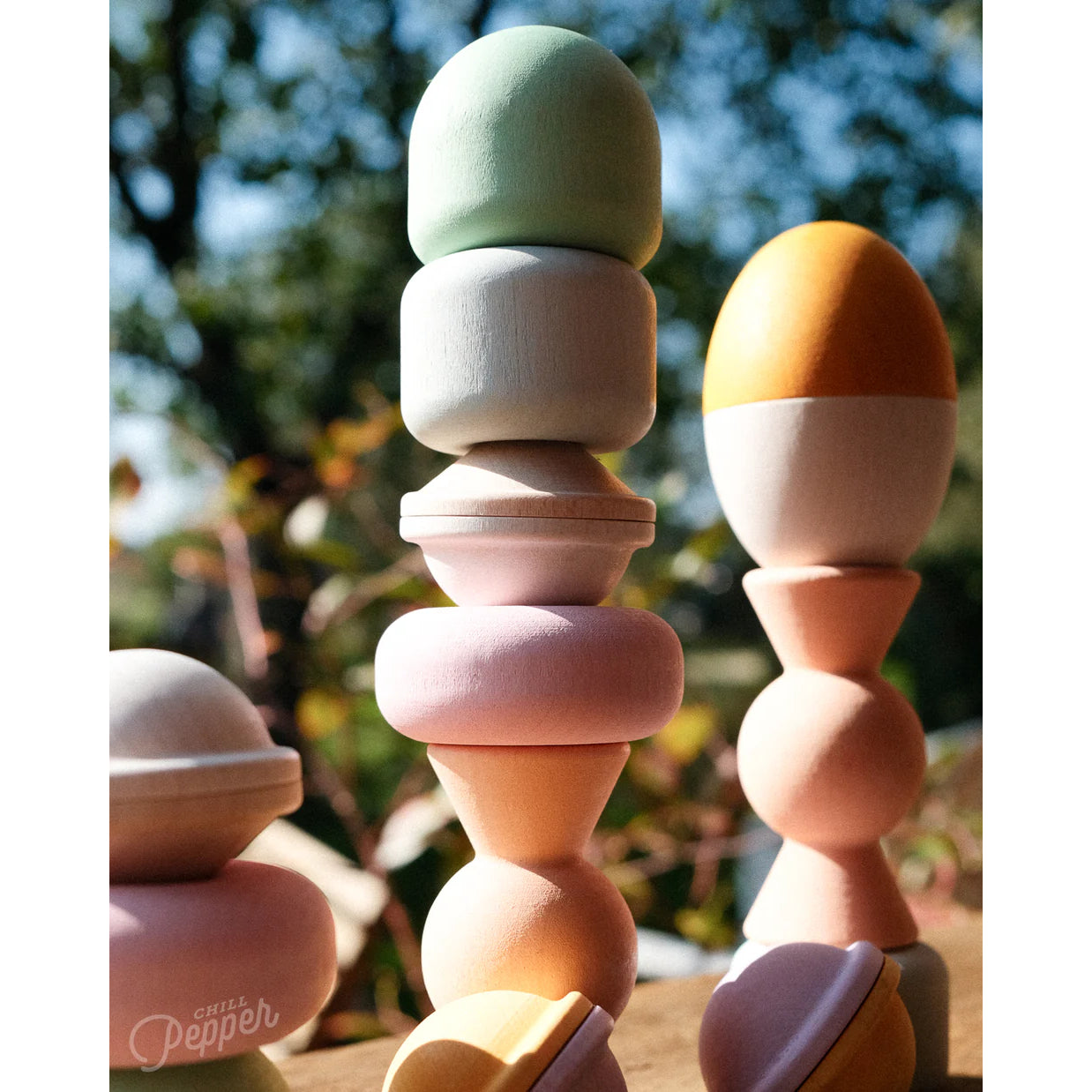 Treats - Houten Stapel- en Tolspel - Pastel - 13 stuks