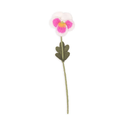 Bloem van wolvilt – Viooltje – Wit met Roze