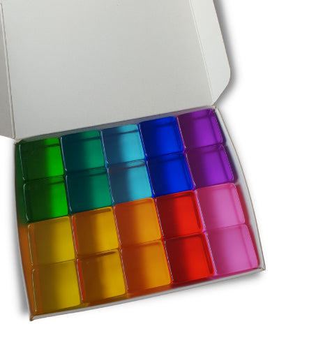 20 gekleurde transparante kubussen