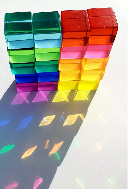 20 gekleurde transparante kubussen