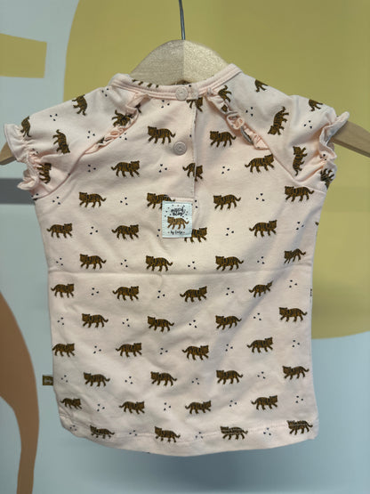 T-shirt korte mouw Feetje roze met tijgers (biologisch katoen)