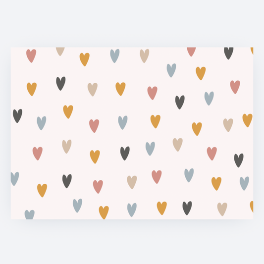 Ansichtkaart - Beige met Hartjes