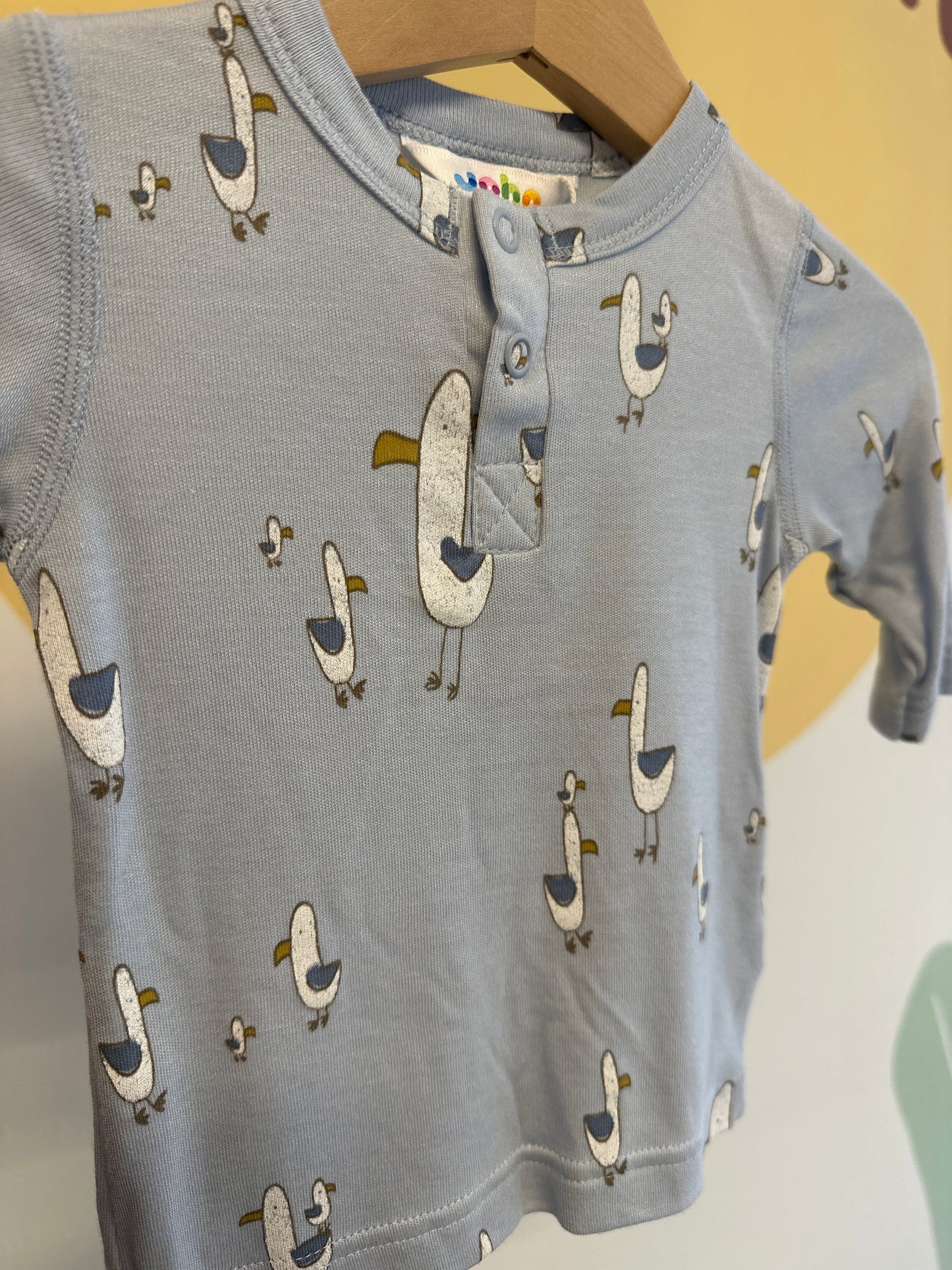 Joha T-shirt lichtblauw vogels | lange mouw | bamboe