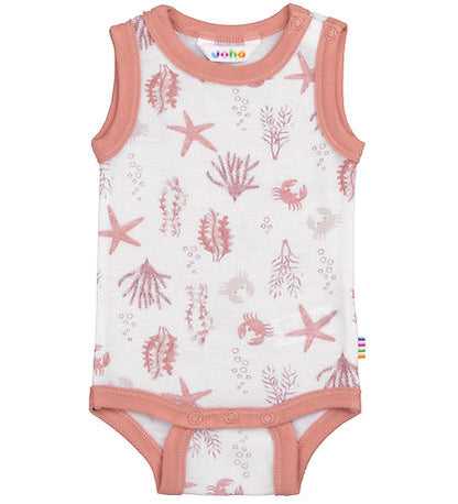 Romper mouwloos - oceaan - roze - merinowol