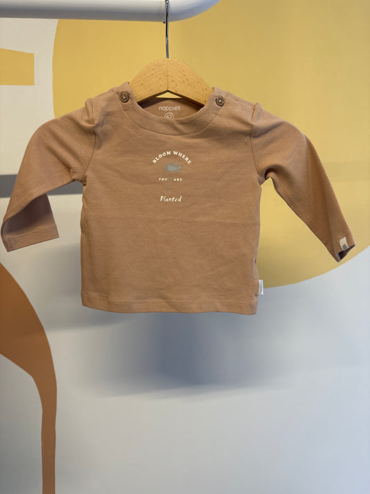 T-shirt roze met tekst Noppies  (biologisch katoen)