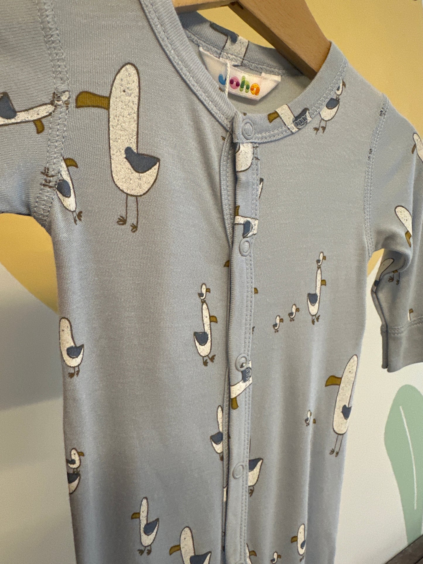 Joha boxpakje lichtblauw vogels | lange mouw | bamboe