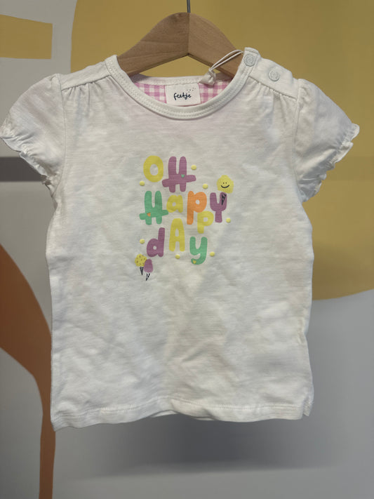 T-shirt korte mouw Feetje wit met ijsjes (biologisch katoen)