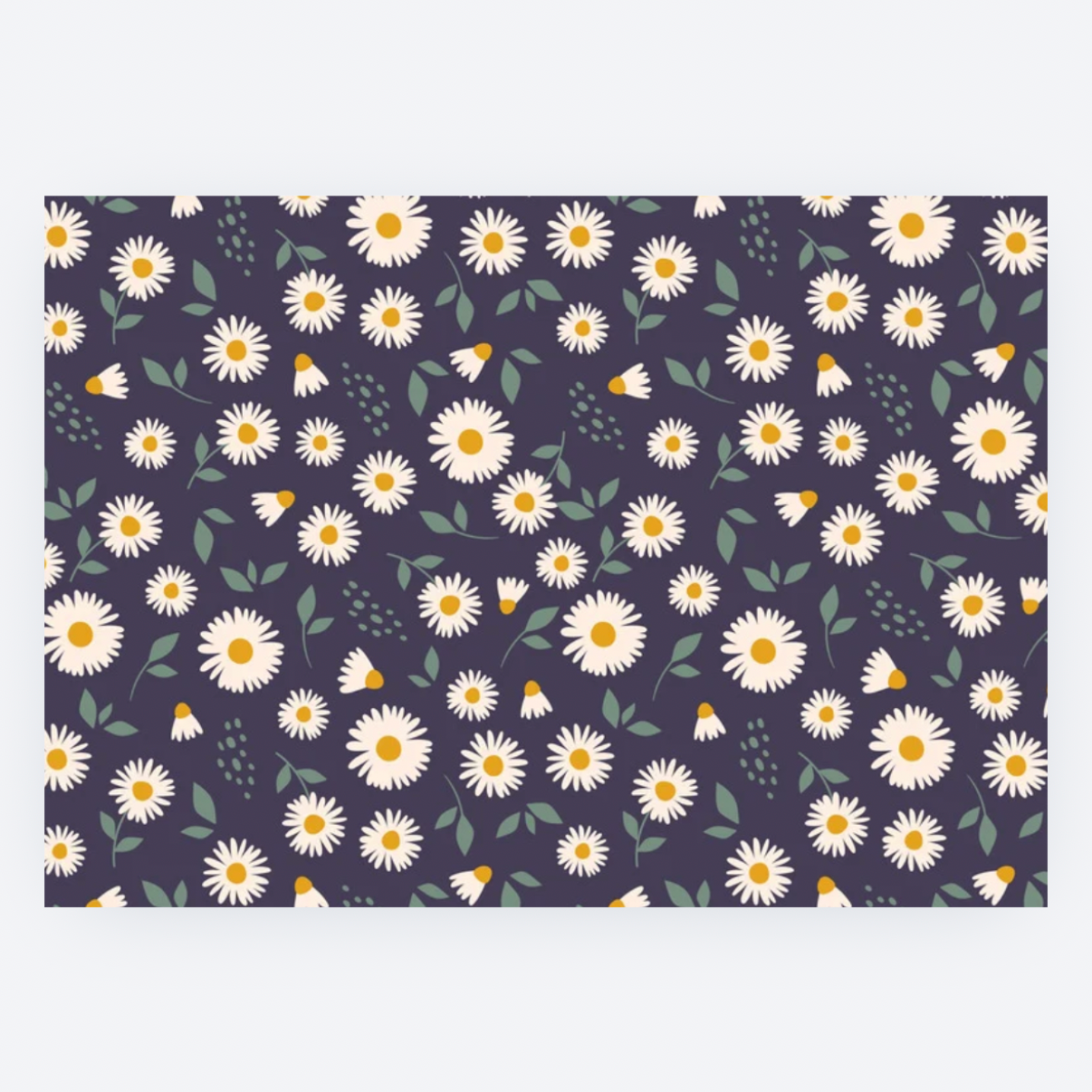Ansichtkaart - Donkerblauw met Madeliefjes
