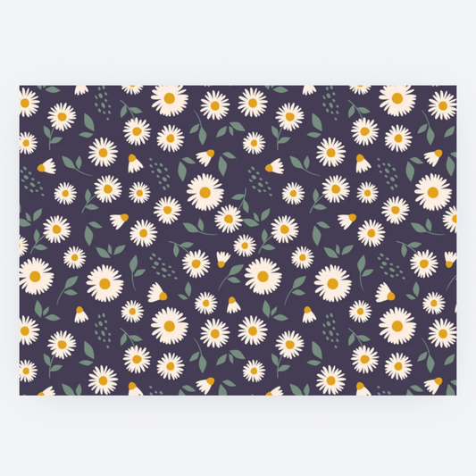 Ansichtkaart - Donkerblauw met Madeliefjes