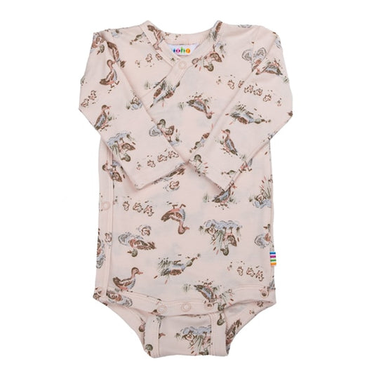 Joha overslag romper | lichtroze met eendjes | bamboe