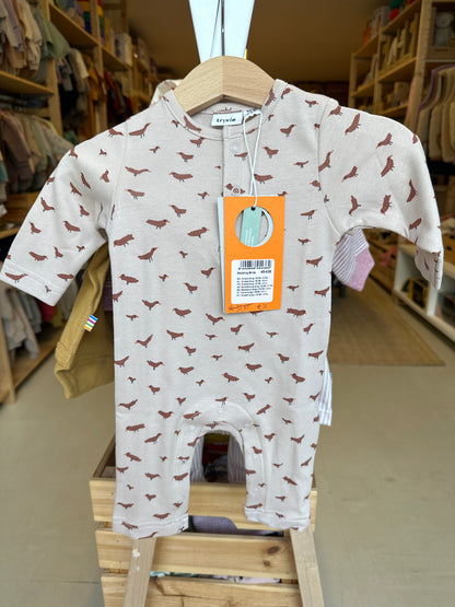 Trixie boxpakje biologisch katoen beige bruin vogels maat 50/56