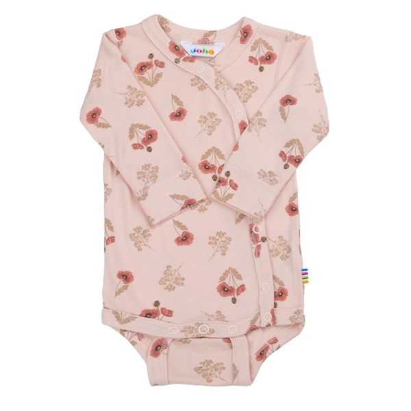 Joha overslag romper | roze met klaprozen | bamboe