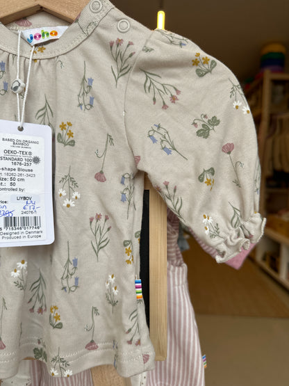Blouse Joha beige met bloemen bamboe maat 50