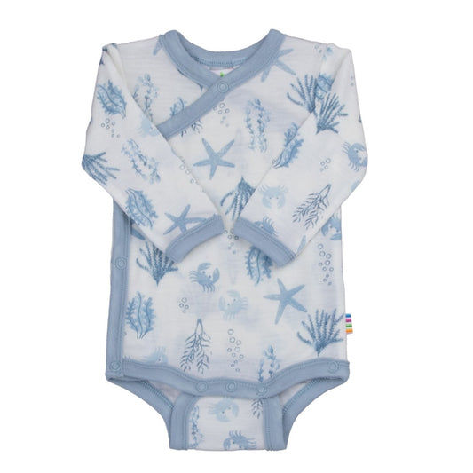 Joha overslag romper | lichtblauw oceaan | wol