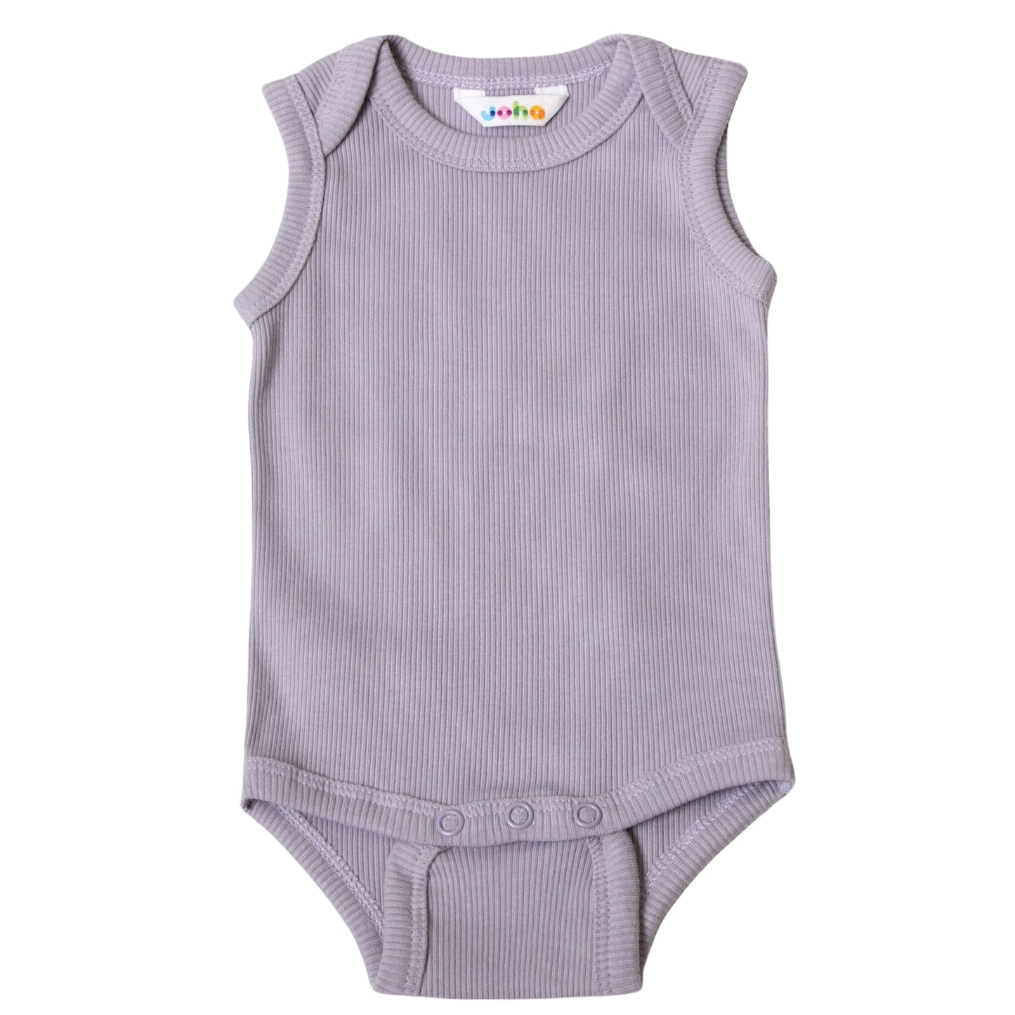 Romper mouwloos - lila rib - biologisch katoen