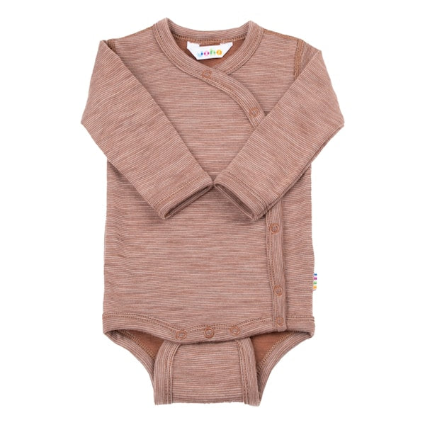Joha overslag romper | roestbruin lichte streepjes | wol
