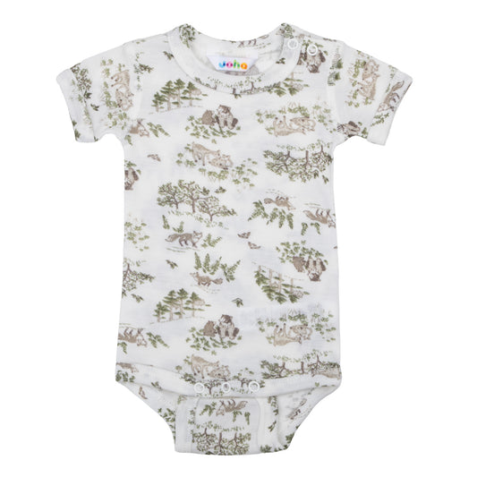 Wolzijde romper Joha - korte mouw - bosdieren