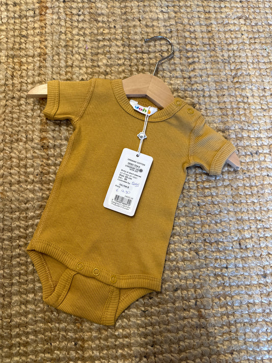 Joha rib romper korte mouw okergeel maat 50