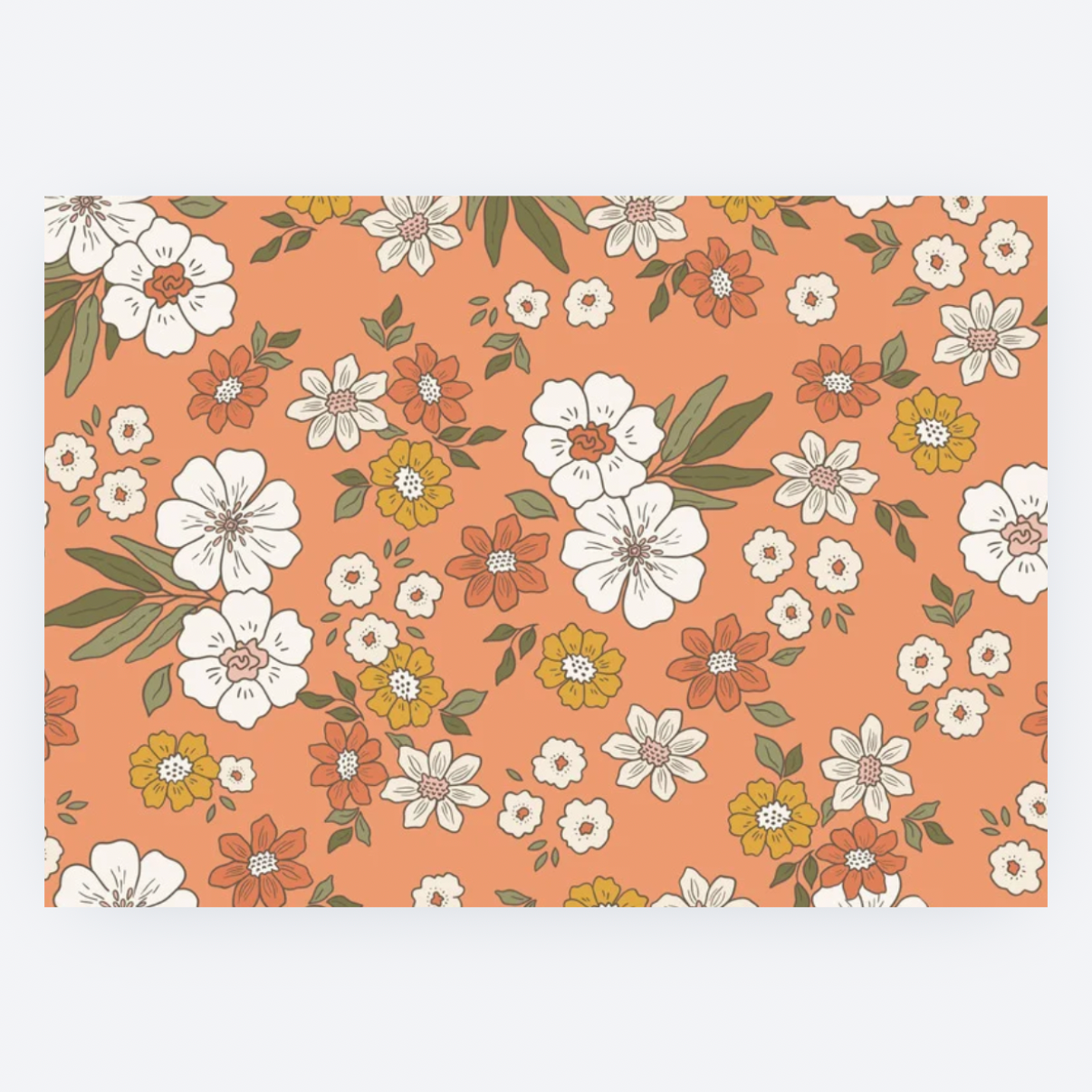 Ansichtkaart - Retro Bloemen Oranje