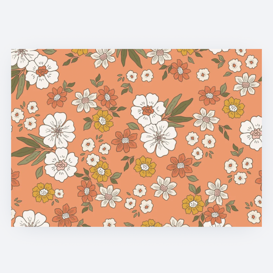 Ansichtkaart - Retro Bloemen Oranje