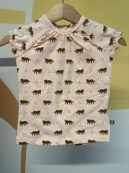 T-shirt korte mouw Feetje roze met tijgers (biologisch katoen)