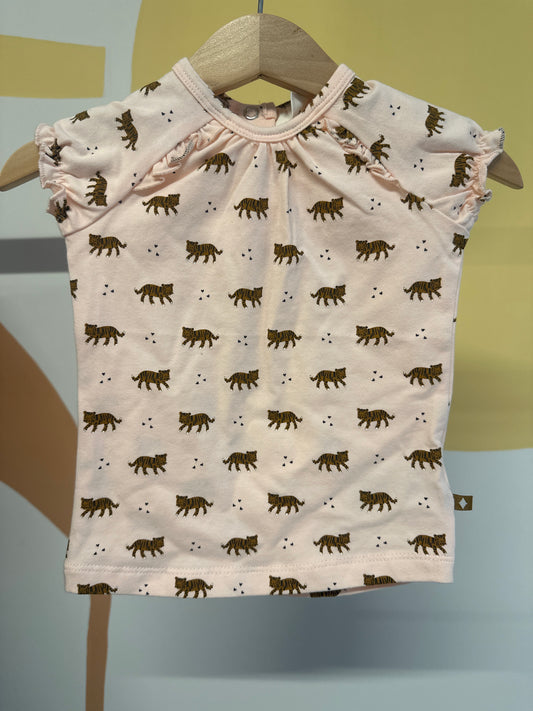 T-shirt korte mouw Feetje roze met tijgers (biologisch katoen)