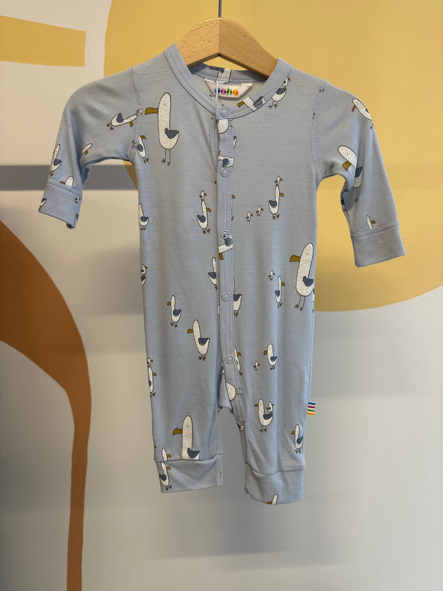 Joha boxpakje lichtblauw vogels | lange mouw | bamboe