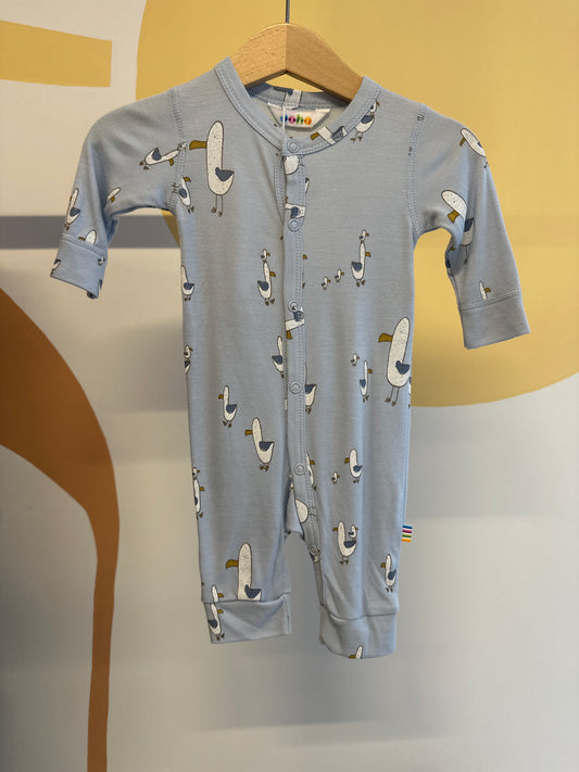 Joha boxpakje lichtblauw vogels | lange mouw | bamboe