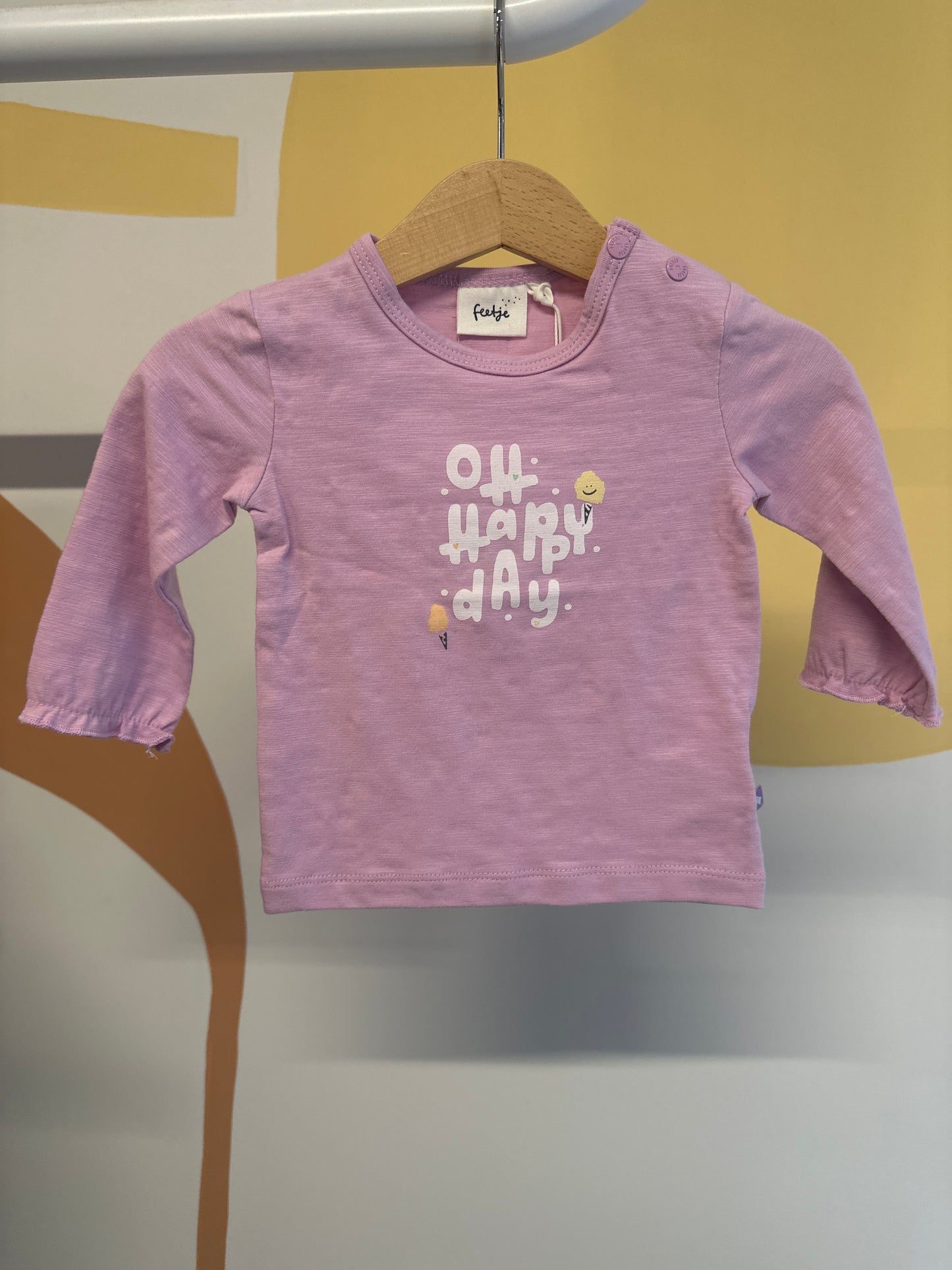 T-shirt Feetje roze met tekst (biologisch katoen)