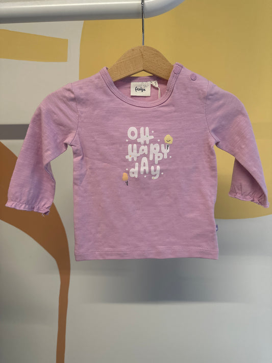 T-shirt Feetje roze met tekst (biologisch katoen)
